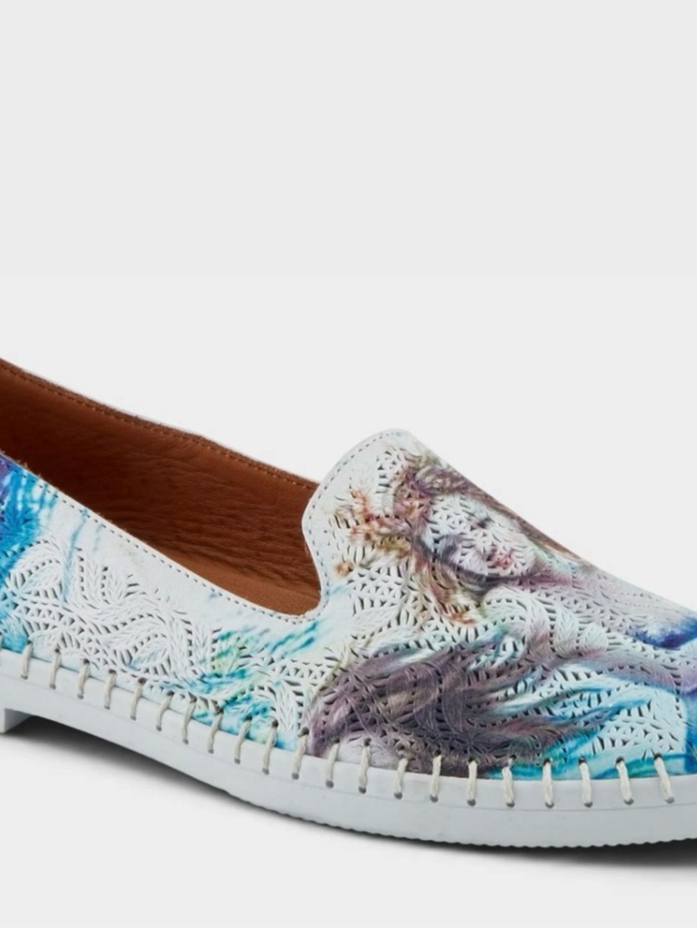 Spring Step Carraway Slip On Loafer White Multicolor Graphic Design Portrait